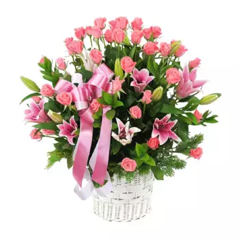 Букет из розовых лилий и роз «Нина»