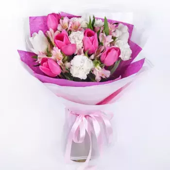 Букет из тюльпанов, альстромерий, гвоздик «Алисия»