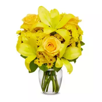 Букет из желтых роз, лилий и хризантем «Надежда»