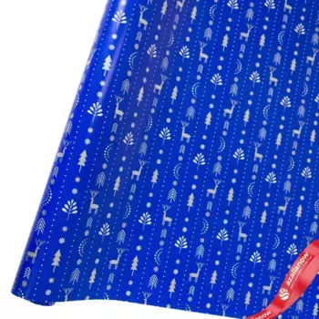 Бумага упаковочная Олень, 70 см 10 м, синий