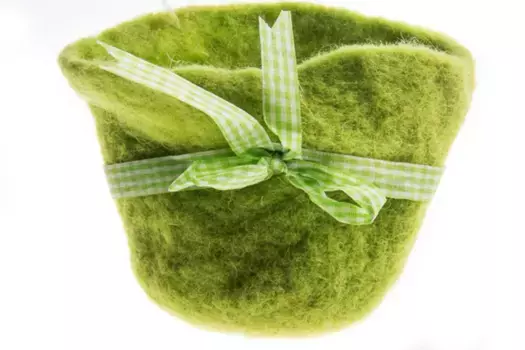 Горшок (Кашпо) войлок, D13xH9см, зел