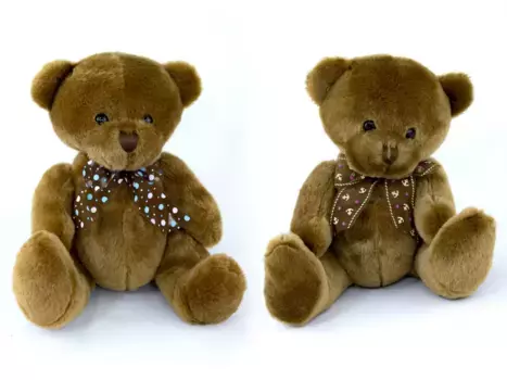 Игрушка Медведь с бантом 20 см Коричневый