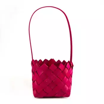 Корзина плетеная Бамбук D 16 см H 34 см Красный