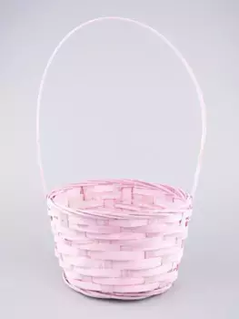 Корзина плетеная Бамбук D 16 x 10 см H 32 см Розовый