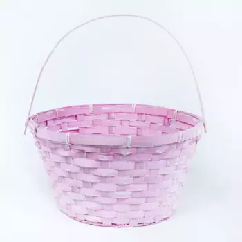 Корзина плетеная Бамбук D 28 x 15 см H 31,5 см Розовый