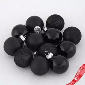 Набор шаров 12 шт. в тубе (стекло), D3см, черный