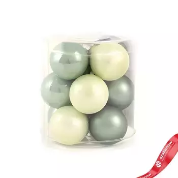 Набор шаров 12шт. в тубе (стекло), D3см, в асс., зеленый