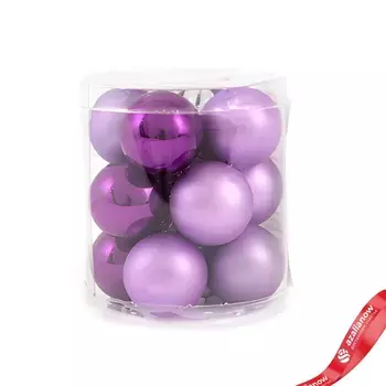 Набор шаров 12шт. в тубе (стекло), D3см, в асс., фиолет.