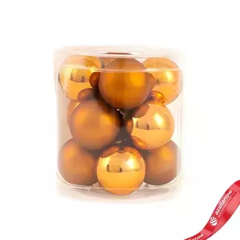 Набор шаров 12шт. в тубе (стекло), D3см, в асс., бронзовый