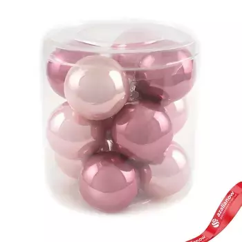 Набор шаров 12шт. в тубе (стекло), D4см, в асс., розовый