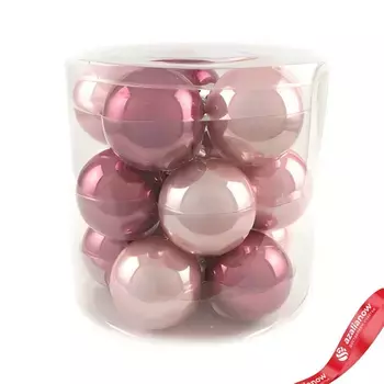 Набор шаров 15шт. в тубе (стекло), D6см, в асс., розовый