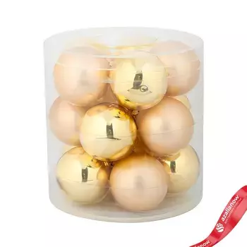 Набор шаров 15шт. в тубе (стекло), D6см, в асс., золотой