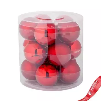 Набор шаров 15шт. в тубе (стекло), D6см, в асс., красный