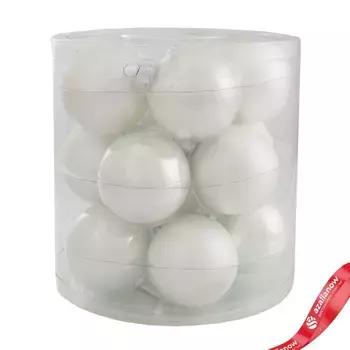 Набор шаров 15шт. в тубе (стекло), D6см, в асс., белый