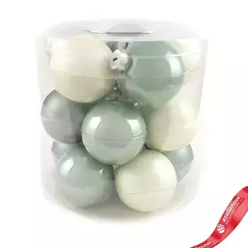 Набор шаров 15шт. в тубе (стекло), D6см, в асс., зеленый