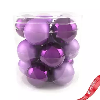 Набор шаров 15шт. в тубе (стекло), D6см, в асс., фиолет.