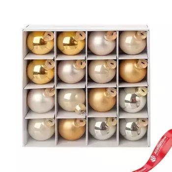 Набор шаров 16шт. (стекло), D4см, микс золотой/шампань