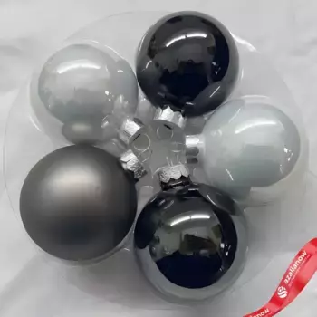 Набор шаров 6шт. в тубе (стекло), D8см, в асс., серый