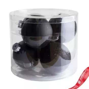 Набор шаров 6шт. в тубе (стекло), D8см, в асс., черный