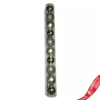 Набор шаров в тубе 10шт. (пластик), D6см, зеленый