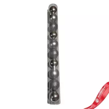 Набор шаров в тубе 10шт. (пластик), D6см, серебряный