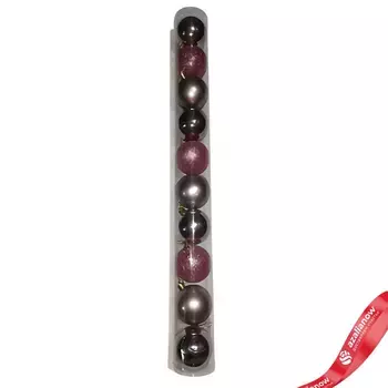 Набор шаров в тубе 10шт. (пластик), D6см, розовый