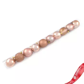 Набор шаров в тубе 10шт. (пластик), D6см, розовый/золотой