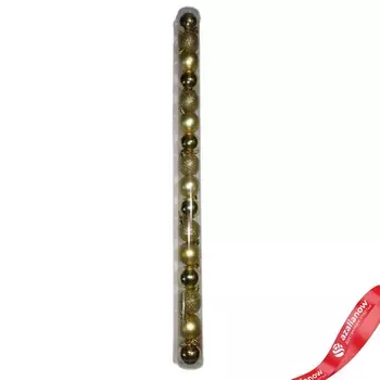 Набор шаров в тубе 16шт. (пластик), D4см, золотой