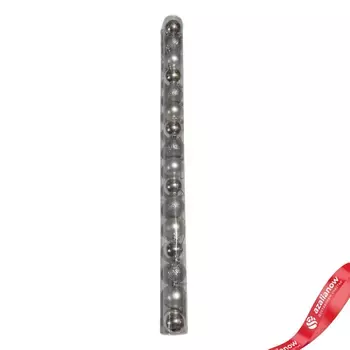 Набор шаров в тубе 16шт. (пластик), D4см, серебряный