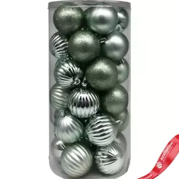 Набор шаров в тубе 30 шт. (пластик), D6см, зеленый