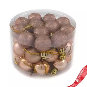 Набор шаров в тубе 36шт. (пластик), D3см, розовый/золотой