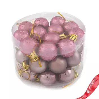 Набор шаров в тубе 36шт. (пластик), D3см, розовый