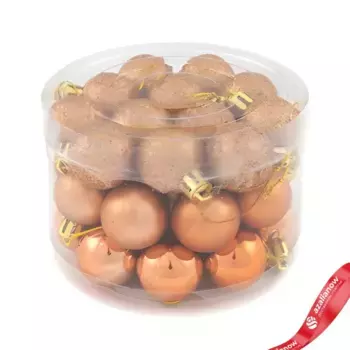 Набор шаров в тубе 36шт. (пластик), D3см, бронзовый