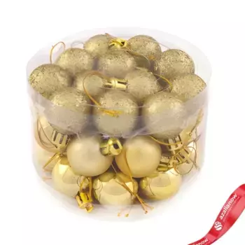Набор шаров в тубе 36шт. (пластик), D3см, золотой