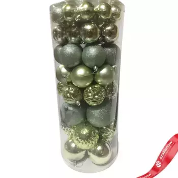 Набор шаров в тубе 68 шт. (пластик), D4-8см, зеленый