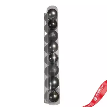 Набор шаров в тубе 8шт. (пластик), D8см, серый