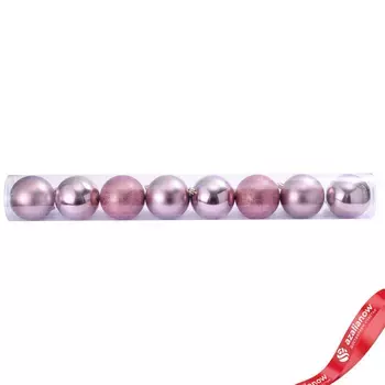 Набор шаров в тубе 8шт. (пластик), D8см, розовый