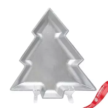 Поднос Елочка (дерево), 26,5х29,5см, серебряный