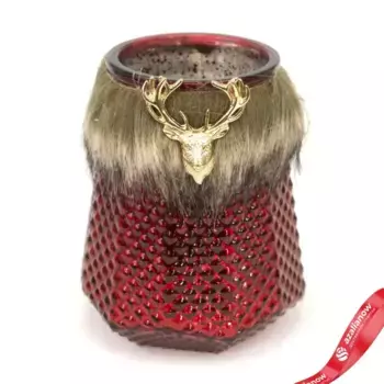 Подсвечник (стекло), Н13,5х11см, красный