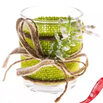 Подсвечник (стекло/текстиль), D5,5хН5cм, зеленый