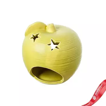 Подсвечник Яблоко (керамика), 12,5x12,5x14см, зеленый