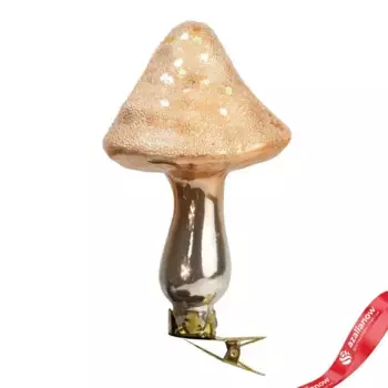 Сувенир Гриб на прищепке (стекло), Н11х6х5,5см, розовый