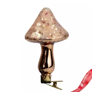 Сувенир Гриб на прищепке (стекло), Н11х6х5,5см, шампань