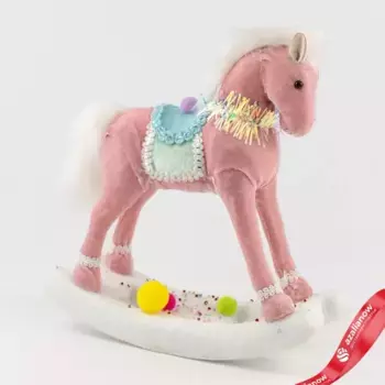 Сувенир Лошадка (пенопласт/текстиль), Н24х22х8см, розовый