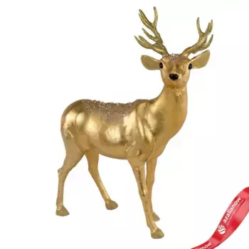 Сувенир Олень (пенопласт/текстиль), H57х41х19см, золотой