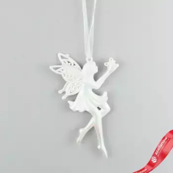 Украшение подвесное Фея (пластик), 14,5х8,2см, белый