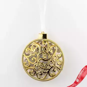 Украшение подвесное Шар (пластик), 10х10х2см, золотой