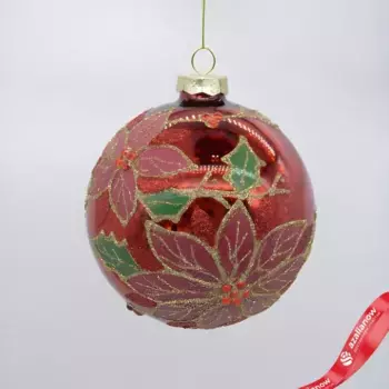Украшение подвесное Шар (стекло), D10см, красный, вид 3