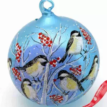 Украшение подвесное Шар (стекло), D8см, голубой, вид 2