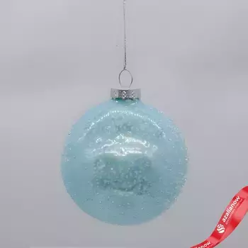 Украшение подвесное Шар (стекло), D8см, голубой, вид 3